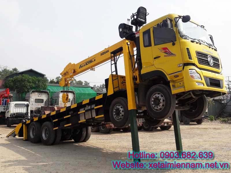 Xe Nâng Đầu Dongfeng 4 Chân Gắn Cẩu-Chở Xe Công Trình 2