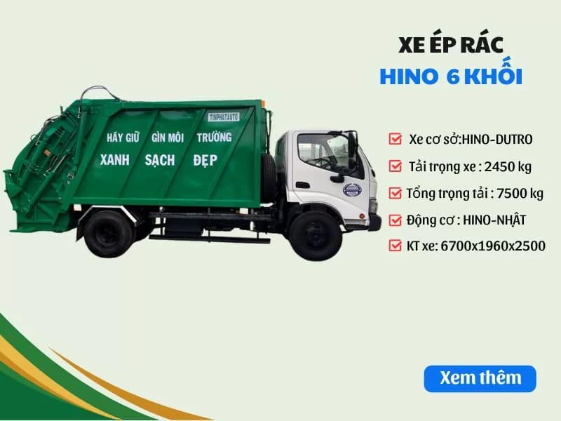 Xe Ép Rác Hino 6 Khối-Hino Dutro
