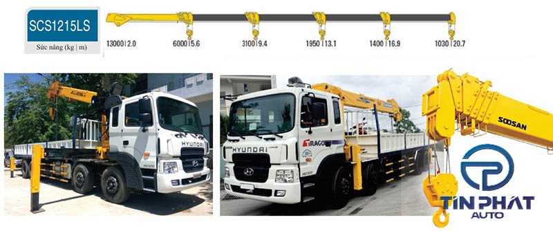 Cẩu thủy lực Soosan 12 tấn gắn trên xe Hyundai