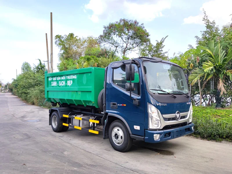 Xe Chở Rác Thùng Rời Hooklift 6 Khối Thaco Ollin S700